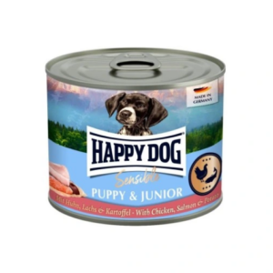 Happy Dog Puppy et Junior Nourriture humide Poulet et Saumon 0,2 kg