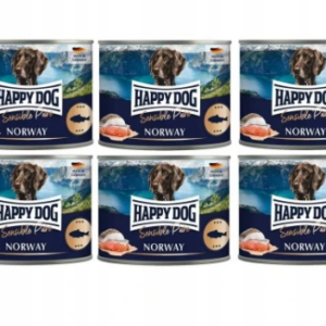 6x Happy Dog LACHS (Saumon) NORVÈGE Boîte de 200 g