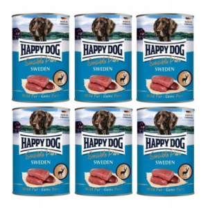 6x Puszka Happy Dog WILD (dziczyzna) SWEDEN 400 g