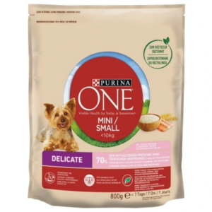 PURINA ONE Mini Nourriture Délicate pour Chiens au Saumon et Riz 800g