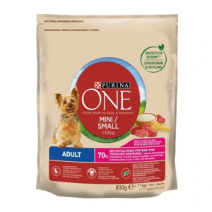 PURINA ONE Mini Adult Nourriture pour chien riche en bœuf au riz 800g